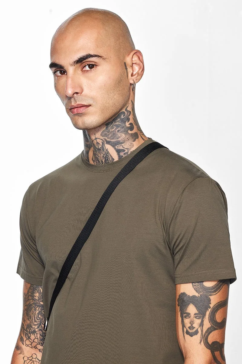 سنيتش تيشيرت سليم فيت كور لاب زيتوني مطاطي